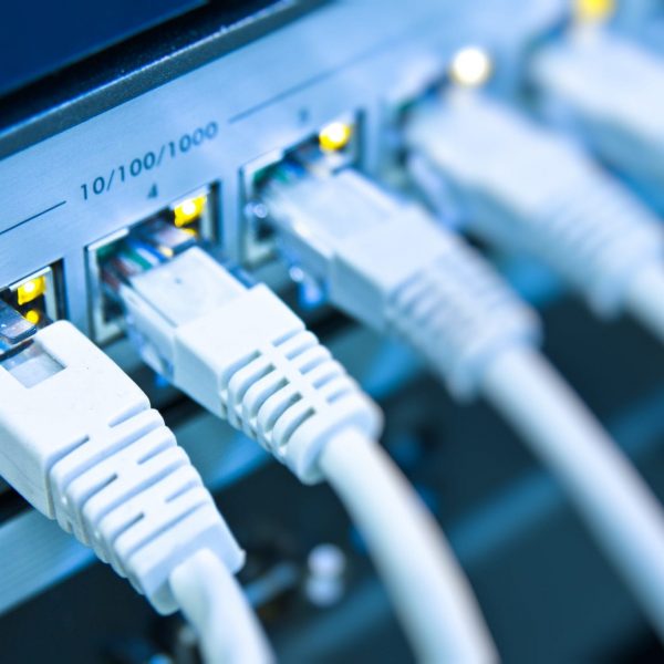 network cables RJ45 connected to a switch